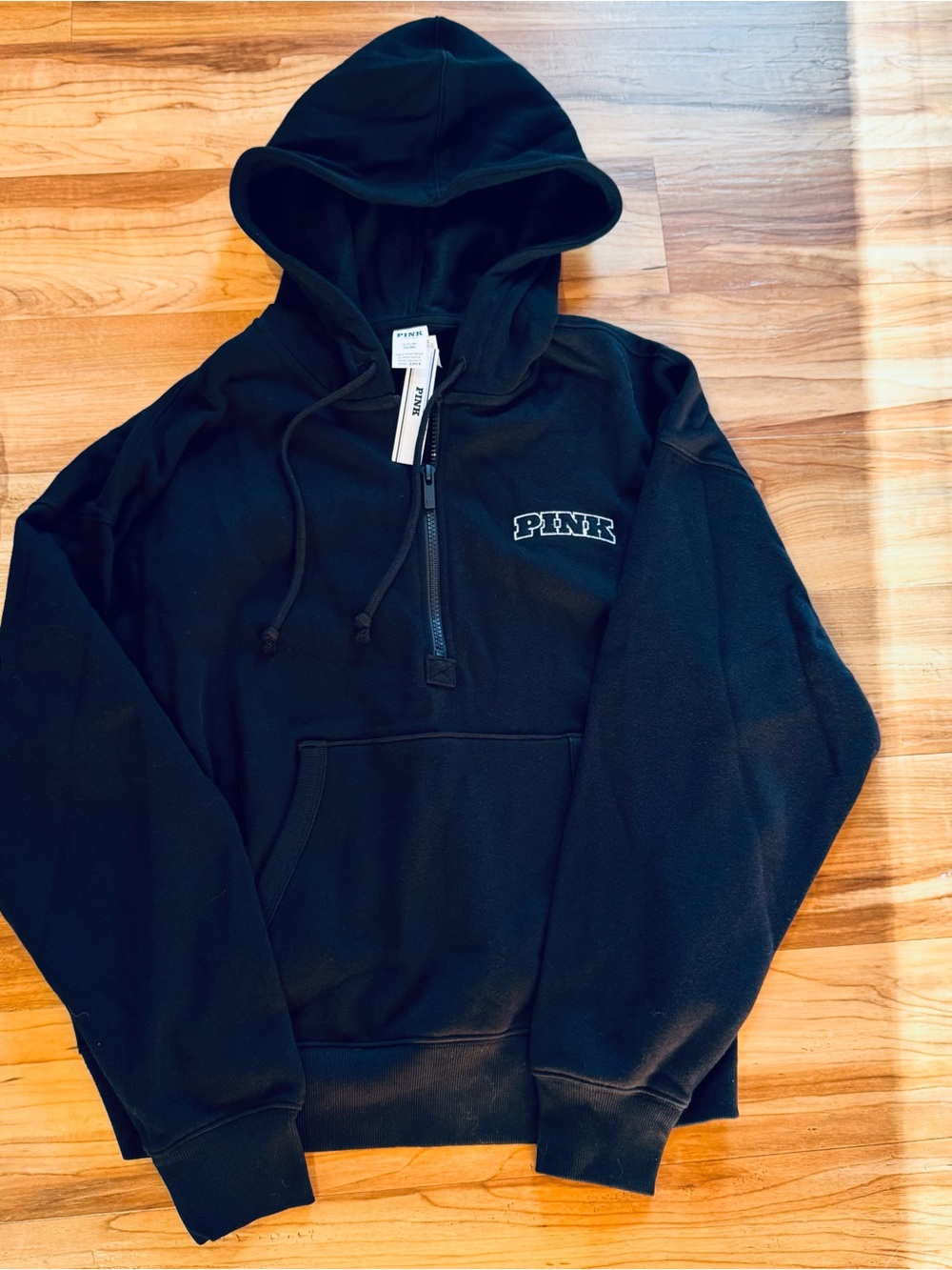PINK NWT Black Half Zip Hoodie Black Half Zip Hoodie Athletic Apparel Women's